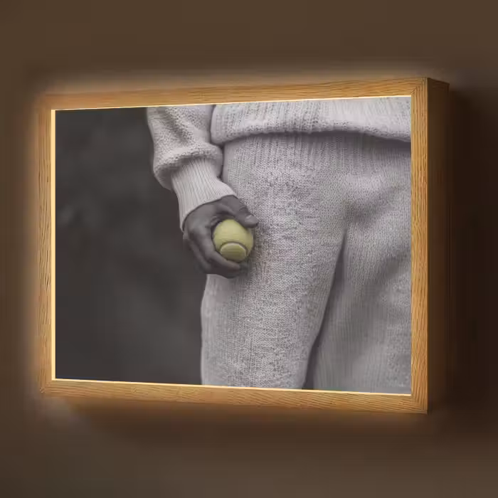 Tennisbal - Zwart - Wit Light Box met batterij (Wandlamp) middel -z3d_website