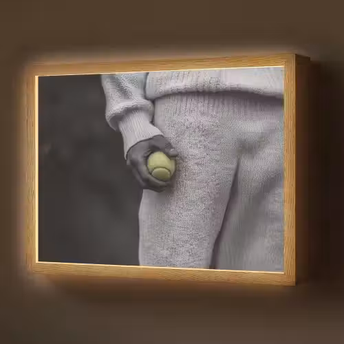 Tennisbal - Zwart - Wit Light Box met batterij (Wandlamp) middel -z3d_website