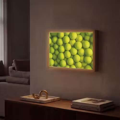 Tennisballen - Bal - Geel Light Box met batterij (Wandlamp) middel -sfeer1