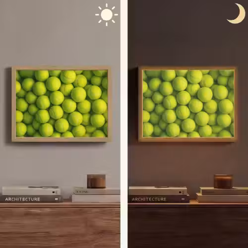 Tennisballen - Bal - Geel Light Box met batterij (Wandlamp) middel -sfeer3