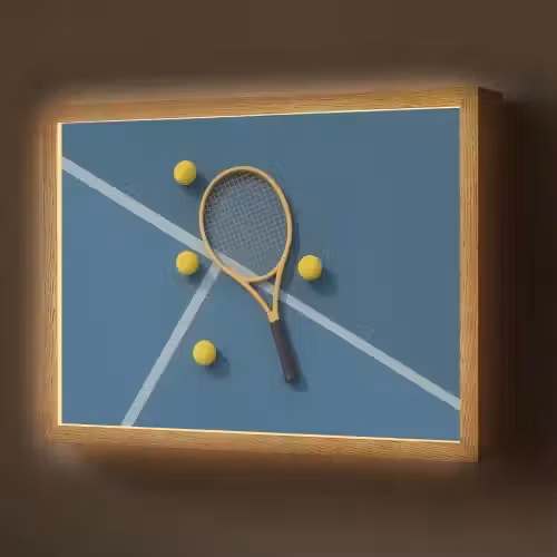 Tennisracket - Bal - Blauw - Veld Light Box met batterij (Wandlamp) middel -z3d_website