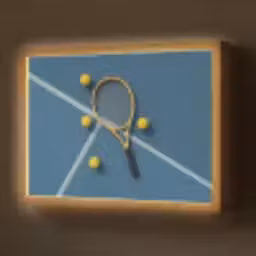 Tennisracket - Bal - Blauw - Veld Light Box met batterij (Wandlamp) middel -z3d_website