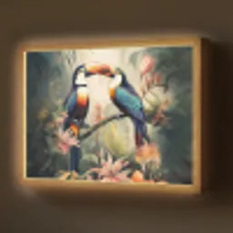 Toekan - Vogels - Bloemen - Natuur - Jungle Light Box met batterij (Wandlamp) middel -z3d_website
