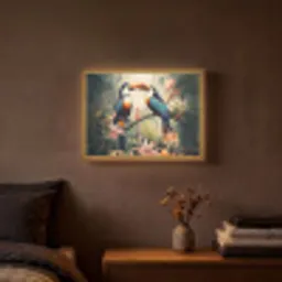 Toekan - Vogels - Bloemen - Natuur - Jungle Light Box met batterij (Wandlamp) middel -sfeer4