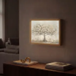 Boom - Beige - Goud - Verflook - Grijs Light Box met batterij (Wandlamp) middel -sfeer1