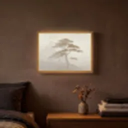Boom - Oosterse stijl - Landschap Light Box met batterij (Wandlamp) middel -sfeer4
