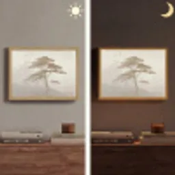 Boom - Oosterse stijl - Landschap Light Box met batterij (Wandlamp) middel -sfeer3