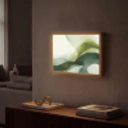 Golven - Abstract - Lichtgroen - Sierlijk Light Box met batterij (Wandlamp) middel -sfeer1