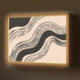Golven - Zwart - Zandkleur Light Box met batterij (Wandlamp) middel -z3d_website