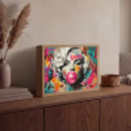 Vrouw - Kauwgom - Graffiti - Neonkleuren Light Box met batterij (Wandlamp) middel -sfeer2