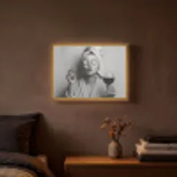 Vrouw - Masker - Wijn - Sigaret Light Box met batterij (Wandlamp) middel -sfeer4
