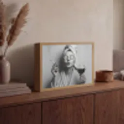 Vrouw - Masker - Wijn - Sigaret Light Box met batterij (Wandlamp) middel -sfeer2
