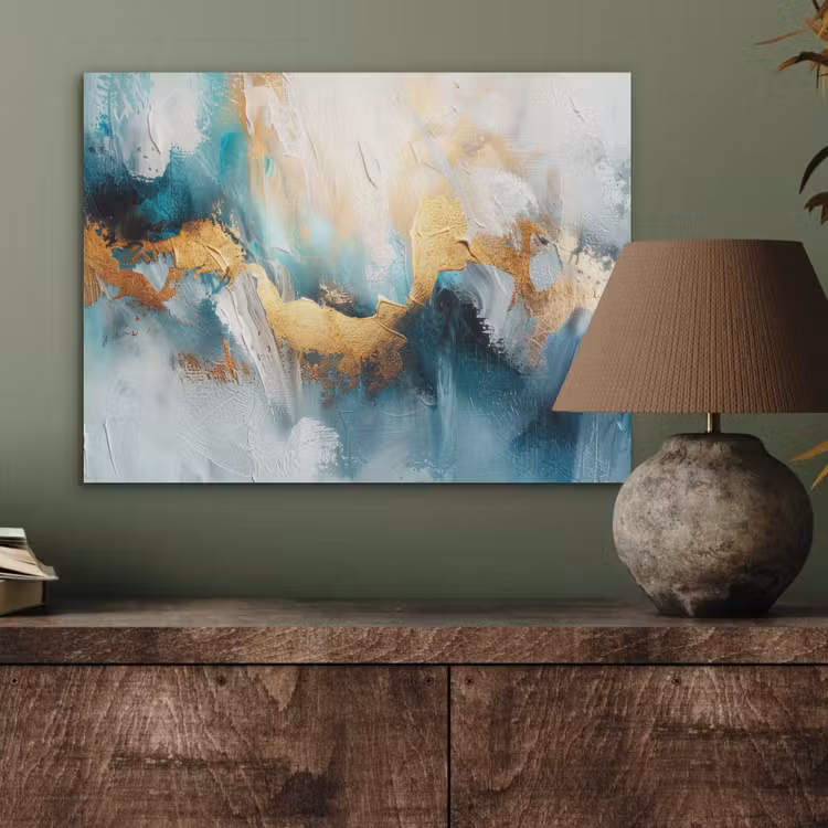 Abstract - Kunst - Gold - Blauw PET vilt klein -sfeer2