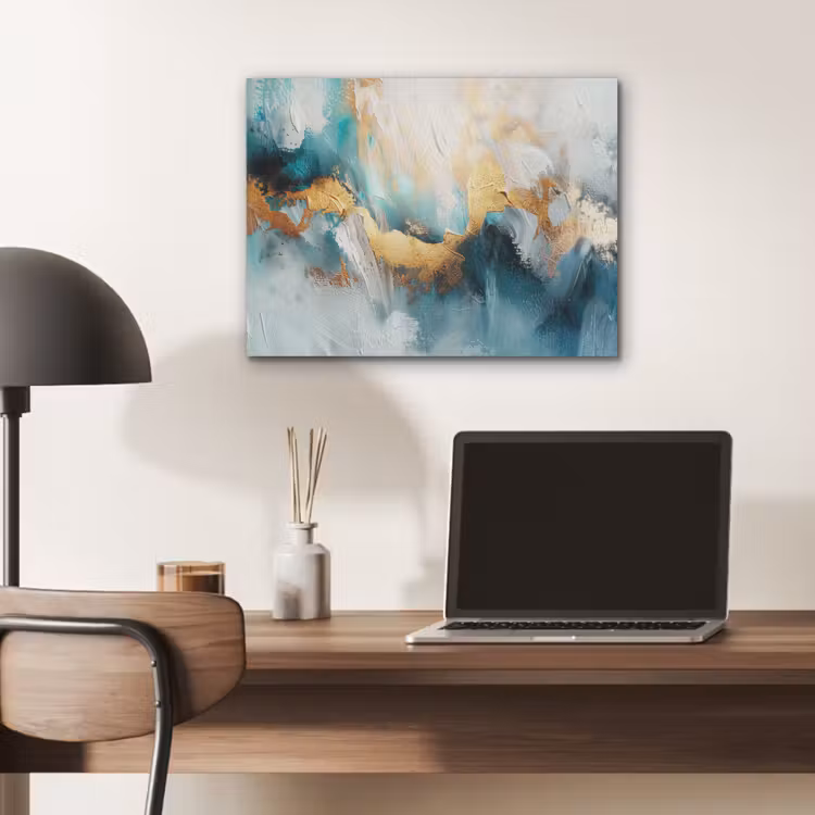 Abstract - Kunst - Gold - Blauw PET vilt klein -sfeer5