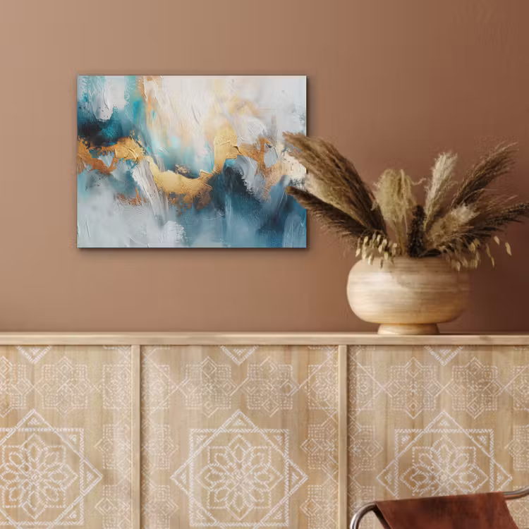 Abstract - Kunst - Gold - Blauw PET vilt klein -sfeer4