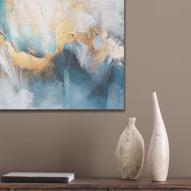Abstract - Kunst - Gold - Blauw PET vilt klein -sfeer6_closeup