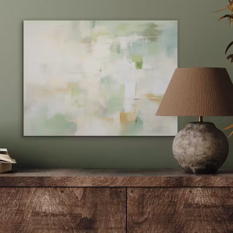 Abstract - Kunst - Wit - Groen - Modern PET vilt klein -sfeer2