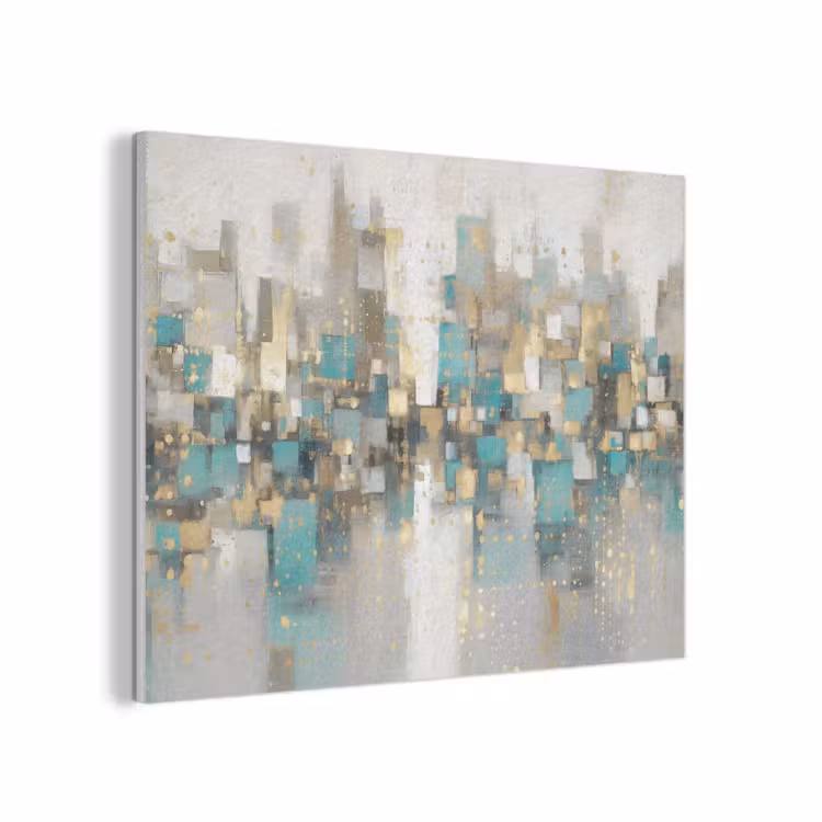 Abstract - Blokken - Goud - Skyline PET vilt klein -3d