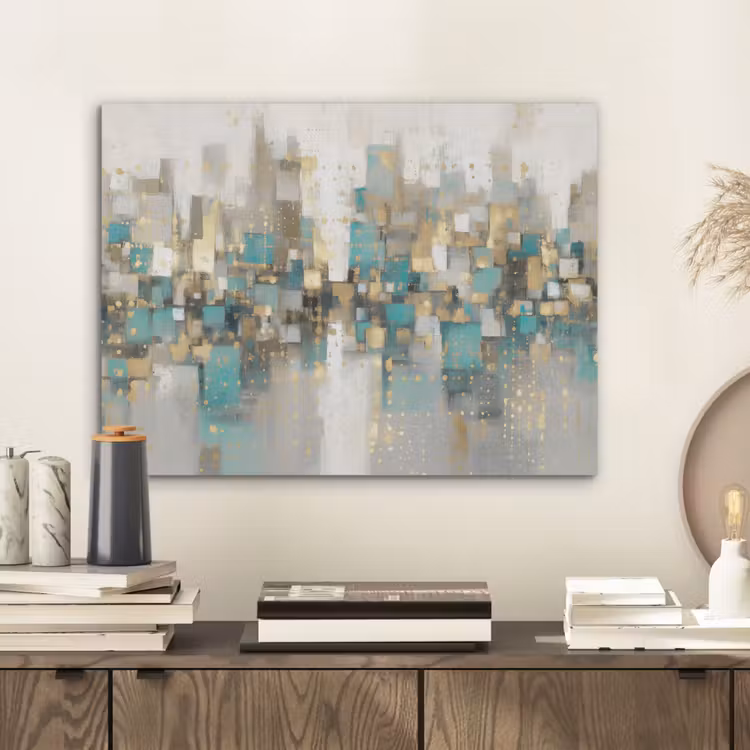 Abstract - Blokken - Goud - Skyline PET vilt klein -sfeer1
