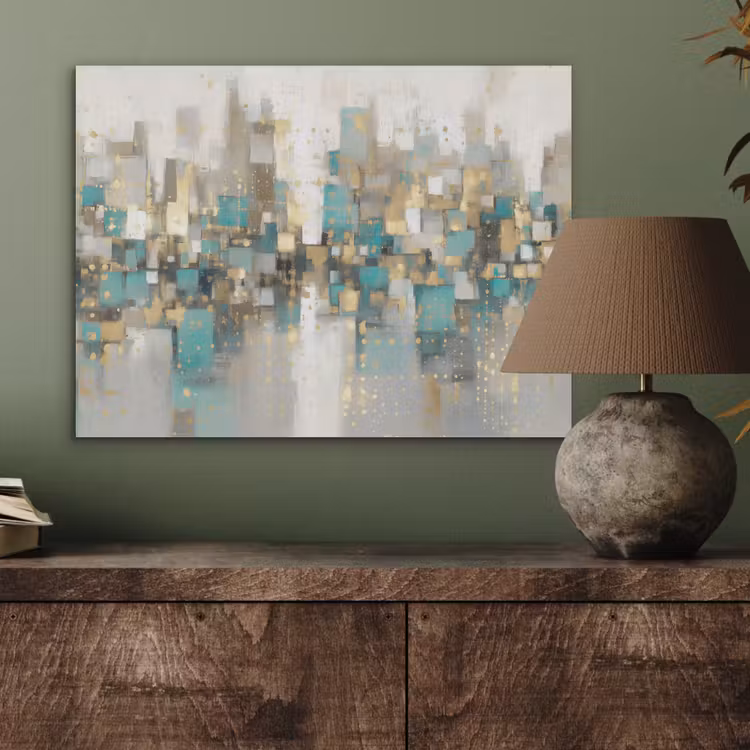 Abstract - Blokken - Goud - Skyline PET vilt klein -sfeer2