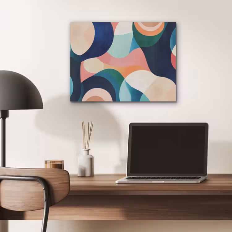 Abstract - Blauw - Roze PET vilt klein -sfeer5