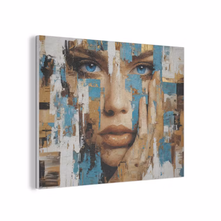 Abstract - Penseelstreken - Blauw - Gezicht PET vilt klein -3d