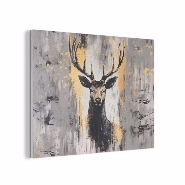 Abstract - Hert - Gewei - Goud PET vilt klein -3d