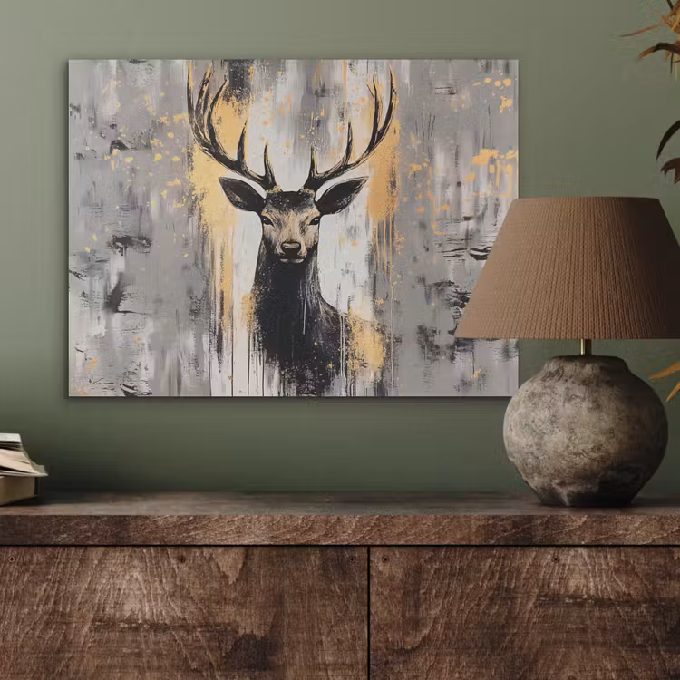 Abstract - Hert - Gewei - Goud PET vilt klein -sfeer2