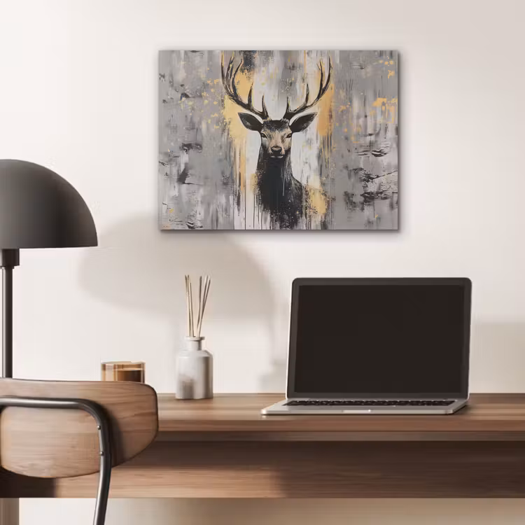 Abstract - Hert - Gewei - Goud PET vilt klein -sfeer5
