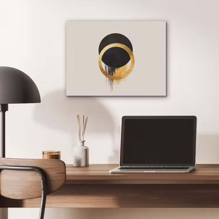 Abstract ontwerp - Zwarte cirkel - Verfvlekken PET vilt klein -sfeer5