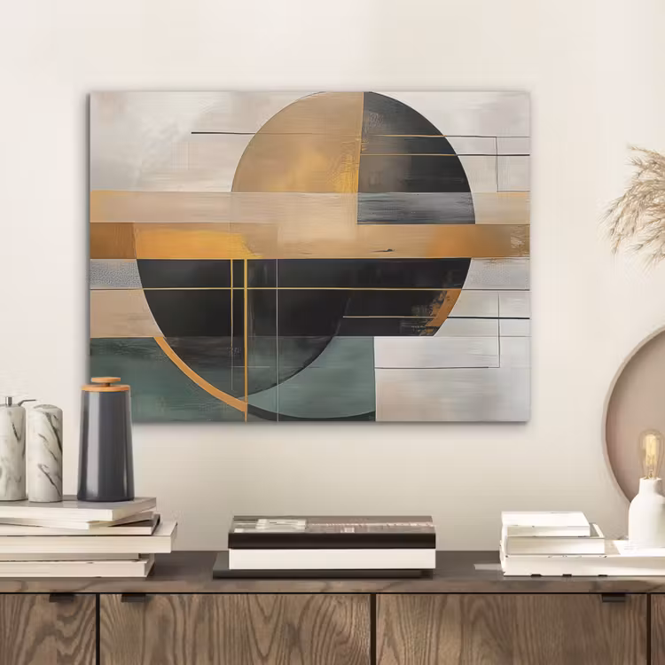 Abstract - Goud - Brons - Groen - Vormen - Modern PET vilt klein -sfeer1