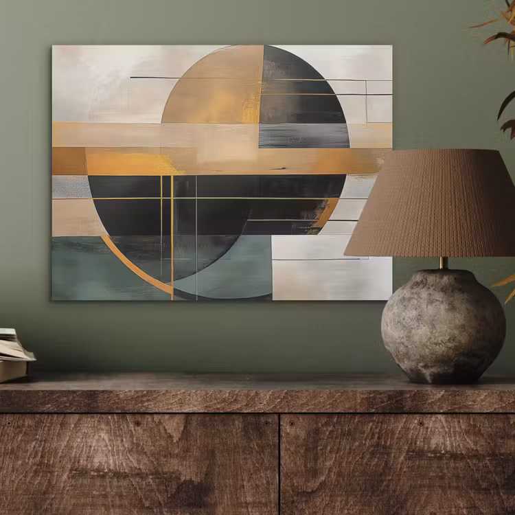 Abstract - Goud - Brons - Groen - Vormen - Modern PET vilt klein -sfeer2