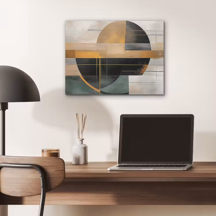 Abstract - Goud - Brons - Groen - Vormen - Modern PET vilt klein -sfeer5