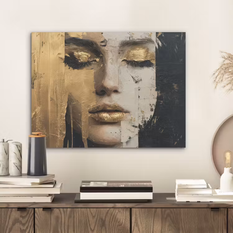 Abstract - Goud - Gezicht - Lippen PET vilt klein -sfeer1