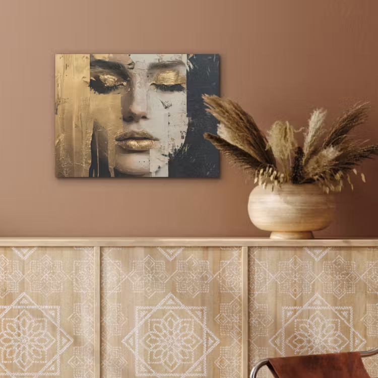 Abstract - Goud - Gezicht - Lippen PET vilt klein -sfeer4