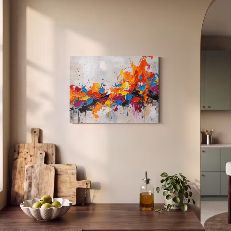 Abstract - Schilderij - Kleurrijk - Dynamisch PET vilt klein -sfeer2