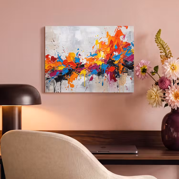 Abstract - Schilderij - Kleurrijk - Dynamisch PET vilt klein -sfeer3