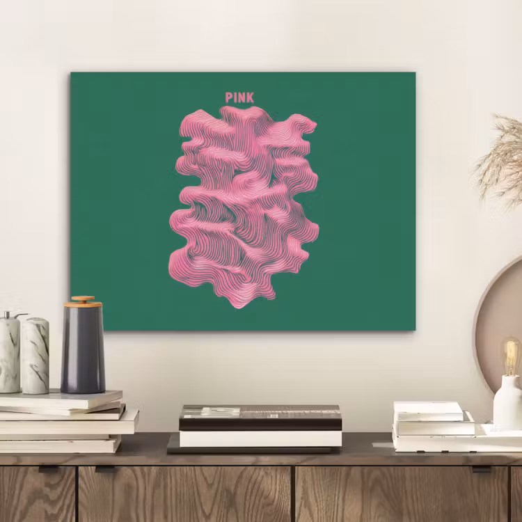 Abstract - Pink - Lijnen - Groen PET vilt klein -sfeer1