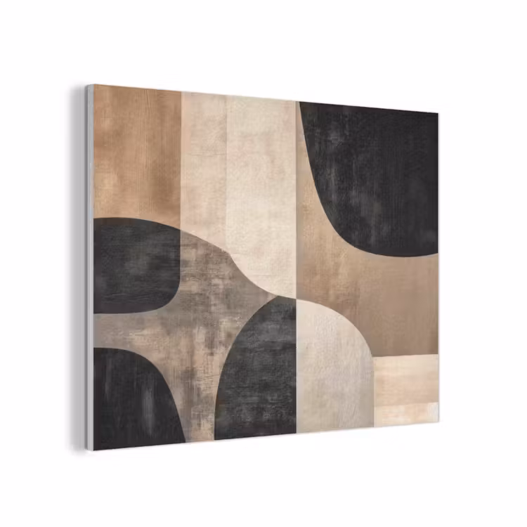 Abstract - Vlakken - Zwart - Rond PET vilt klein -3d