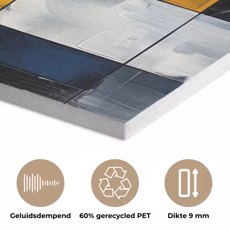 Abstract - Vormen - Goud - Blauw - Geometrisch PET vilt klein -closeup_NL