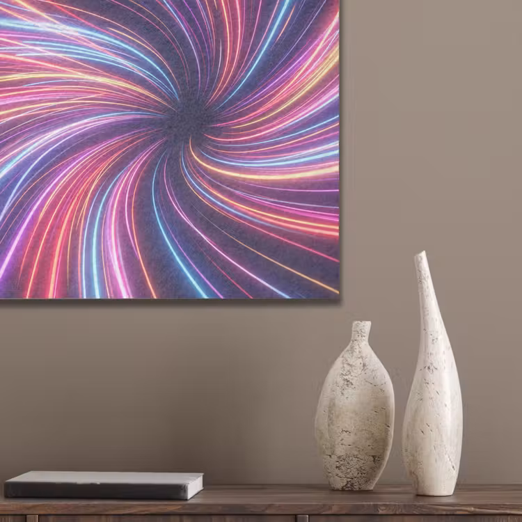 Abstract - Swirl - Futuristic - Neon PET vilt klein -sfeer6_closeup