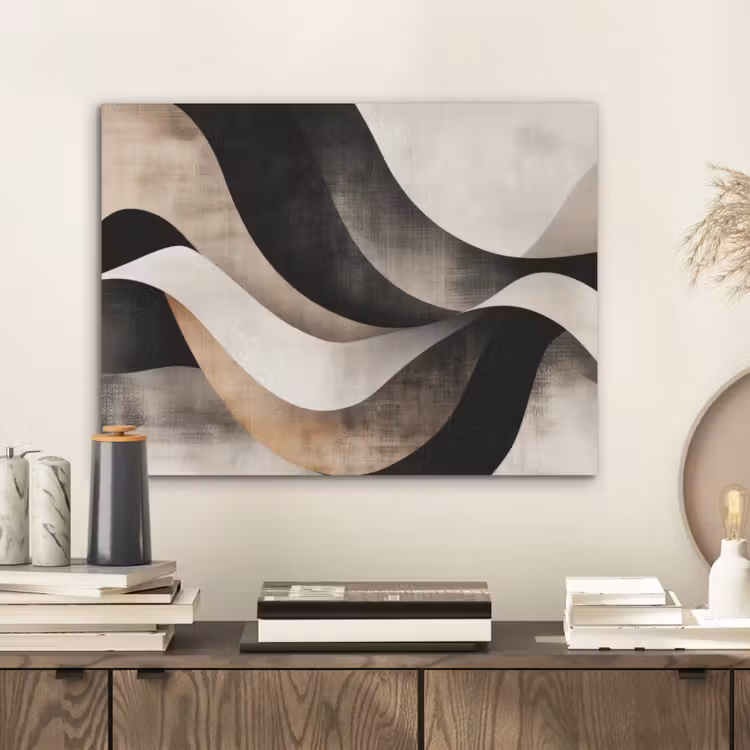 Abstract - Golven - Zwart - Verweerd PET vilt klein -sfeer1