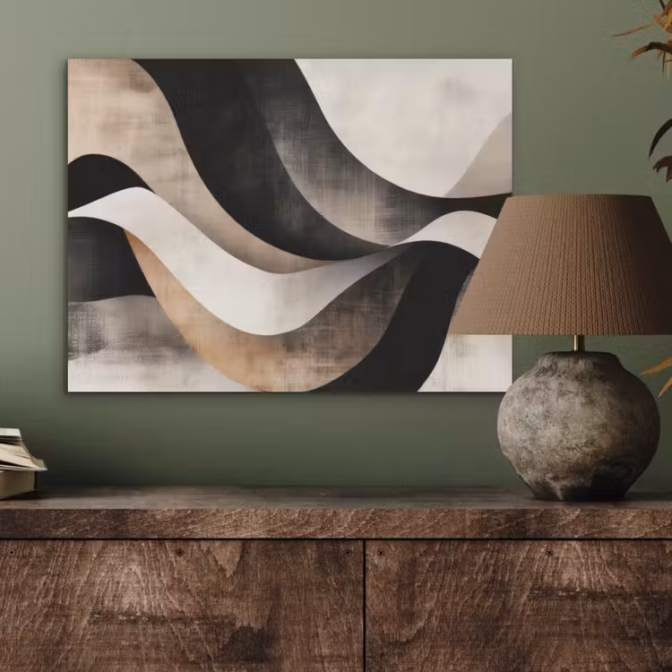 Abstract - Golven - Zwart - Verweerd PET vilt klein -sfeer2