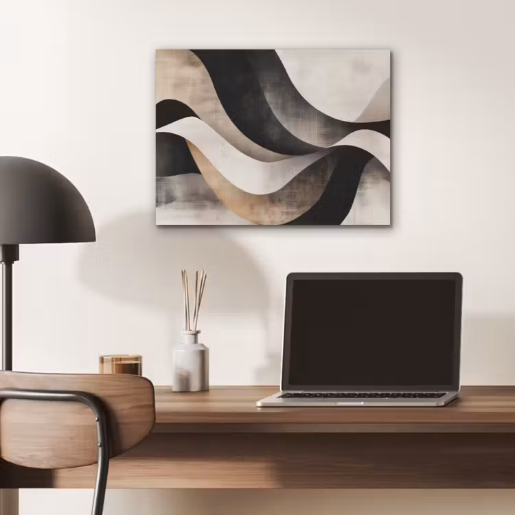 Abstract - Golven - Zwart - Verweerd PET vilt klein -sfeer5