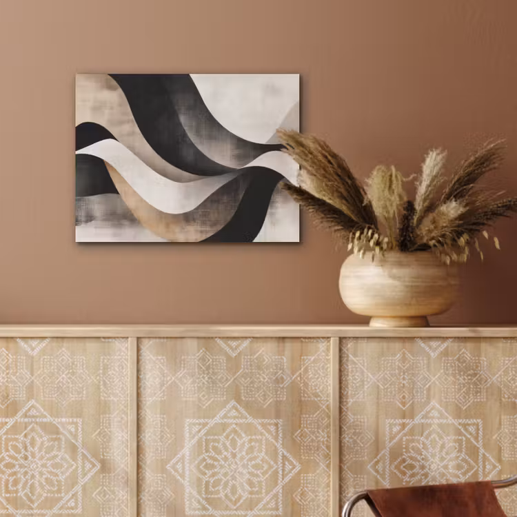 Abstract - Golven - Zwart - Verweerd PET vilt klein -sfeer4