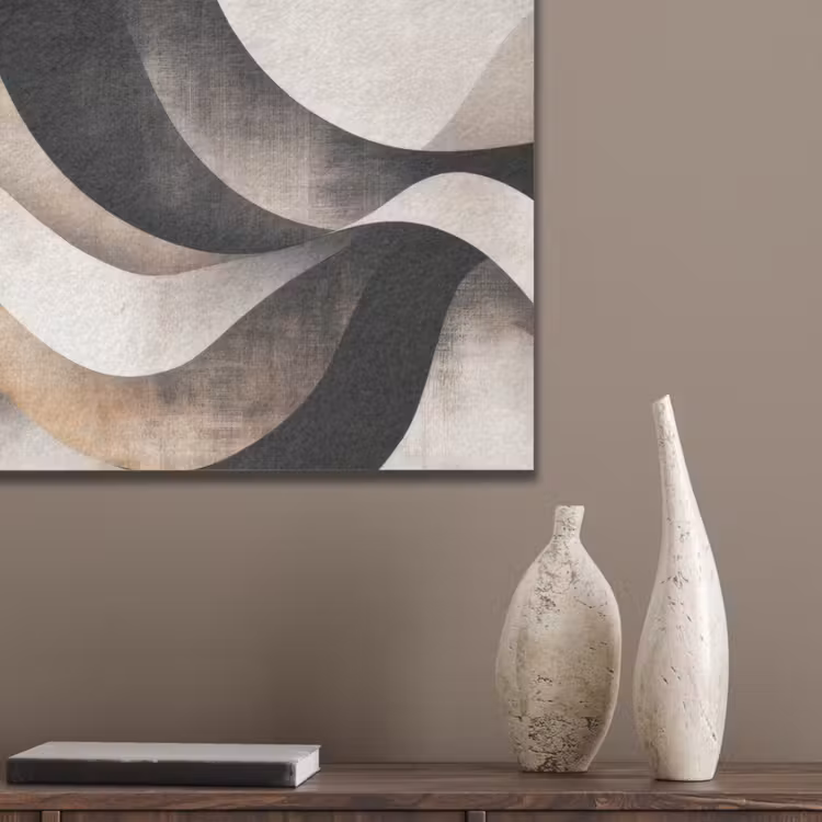 Abstract - Golven - Zwart - Verweerd PET vilt klein -sfeer6_closeup