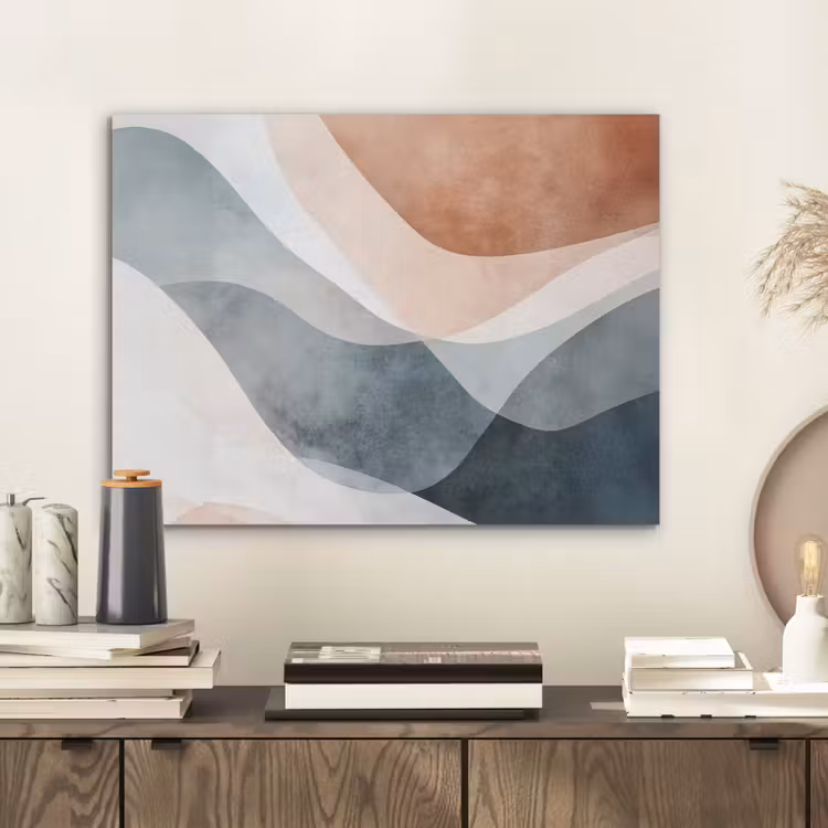 Abstract - Golven - Blauw PET vilt klein -sfeer1