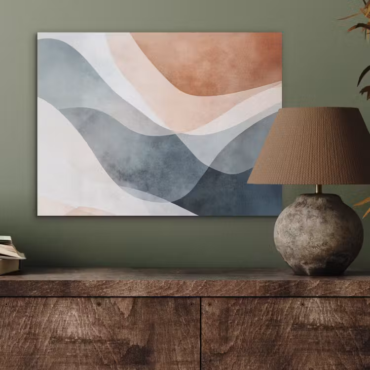 Abstract - Golven - Blauw PET vilt klein -sfeer2