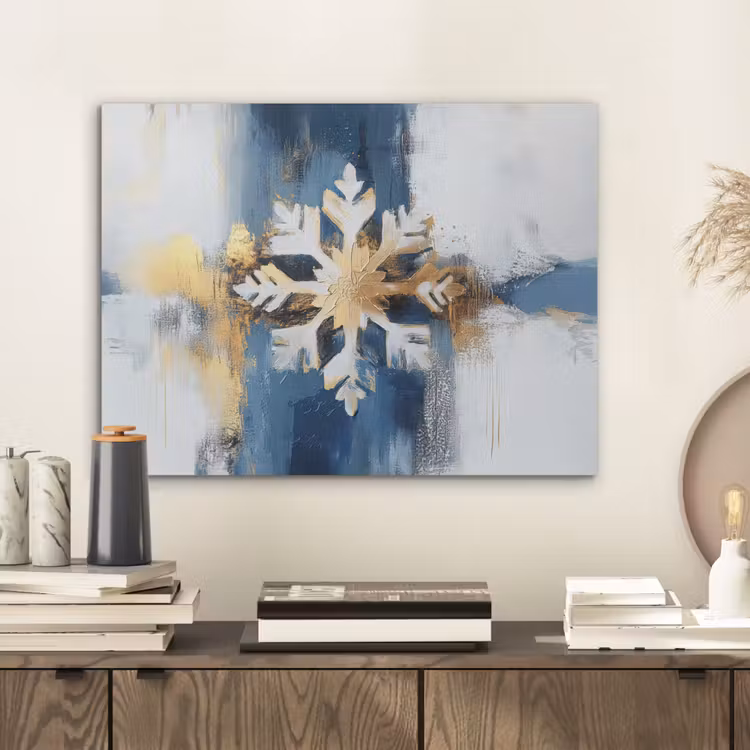 Abstract - Winter - Sneeuwvlok - Sneeuw - Goud PET vilt klein -sfeer1