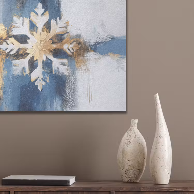 Abstract - Winter - Sneeuwvlok - Sneeuw - Goud PET vilt klein -sfeer6_closeup